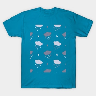 Rain Cloud Pattern in Blue T-Shirt